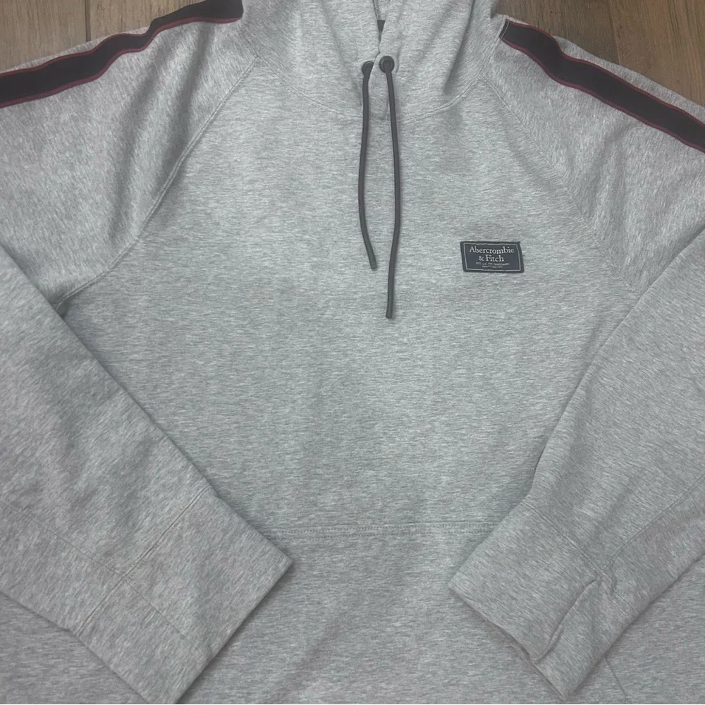 Abercrombie & Fitch Gray Hoodie with Blue and Red Stripes - Picture 2 of 8